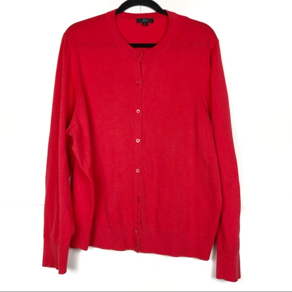 J. Crew Sweaters - J. CREW Red Orange Cardigan Sweater Button Down 3X